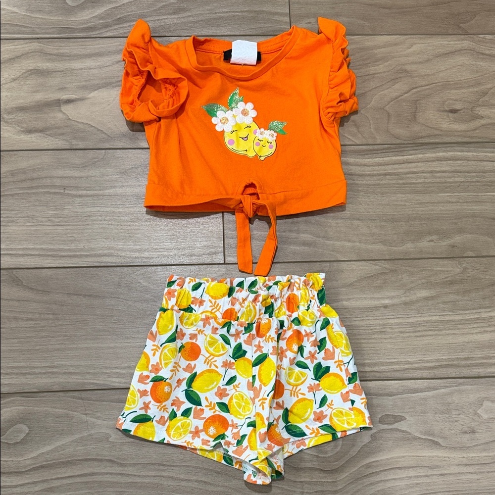 Orange Lemon Top and Shorts Set